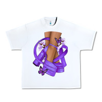 White Cancer diva purple ribbon Urban Heavy Tee - NancyCooperArtShop