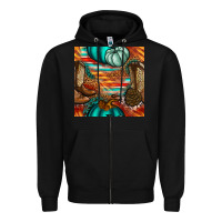 Black western thanksgiving seamless pattern Zipper Hoodie - BundleAndBundleShop