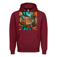Burgundy western thanksgiving seamless pattern Zipper Hoodie - BundleAndBundleShop