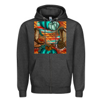 Charcoal Heather western thanksgiving seamless pattern Zipper Hoodie - BundleAndBundleShop
