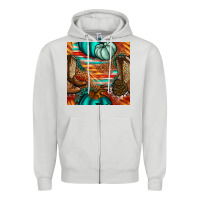 Dove Grey western thanksgiving seamless pattern Zipper Hoodie - BundleAndBundleShop