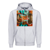 Heather Grey western thanksgiving seamless pattern Zipper Hoodie - BundleAndBundleShop