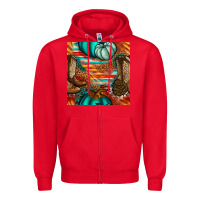 Red western thanksgiving seamless pattern Zipper Hoodie - BundleAndBundleShop