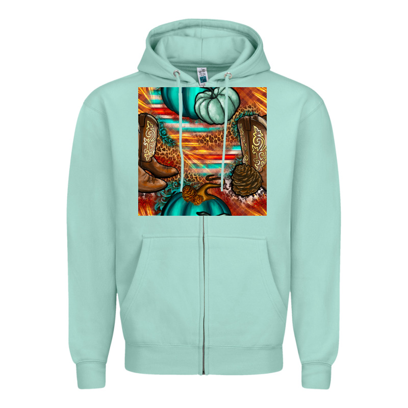 Western Thanksgiving Seamless Pattern Zipper Hoodie by BundleAndBundleShop | Teevron