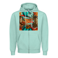Seafoam western thanksgiving seamless pattern Zipper Hoodie - BundleAndBundleShop