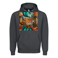 Smoke western thanksgiving seamless pattern Zipper Hoodie - BundleAndBundleShop