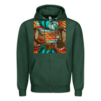 Sports Green western thanksgiving seamless pattern Zipper Hoodie - BundleAndBundleShop