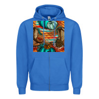 True Royal western thanksgiving seamless pattern Zipper Hoodie - BundleAndBundleShop