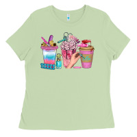 Matcha Nail Coffee Cups With Rings Bbs Ladies Tee - BundleAndBundleShop