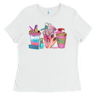 White Nail Coffee Cups With Rings Bbs Ladies Tee - BundleAndBundleShop
