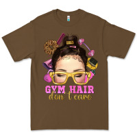 Cacao Messy Bun Gym Hair Don't Care Bbs Premium Tee - BundleAndBundleShop