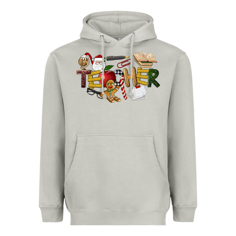 Christmas Teacher Heavyweight Hoodie by LillyAllenDesigns | Teevron