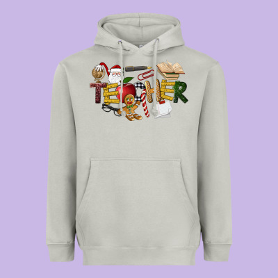 Christmas Teacher Heavyweight Hoodie Designed By Lillyallendesigns