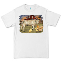 White charolaris bull and chicken in barnyard Premium Tee - RanaPortraitStore