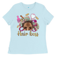 Baby Blue Hair Boss Afro Messy Bun With Money Bbs Ladies Tee - BundleAndBundleShop
