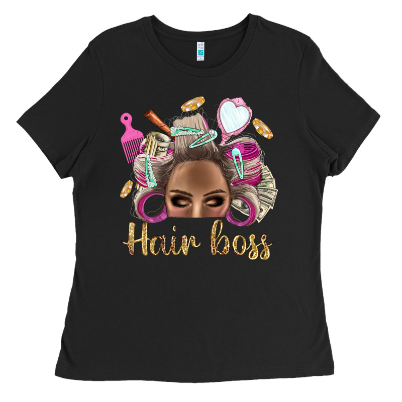 Hair Boss Afro Messy Bun With Money Bbs Ladies Tee by BundleAndBundleShop | Teevron