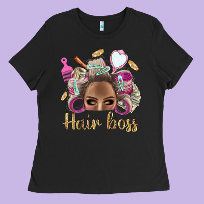 Hair Boss Afro Messy Bun With Money Bbs Ladies Tee Designed By Bundleandbundleshop
