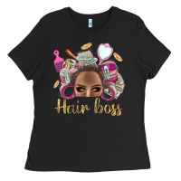 Black Hair Boss Afro Messy Bun With Money Bbs Ladies Tee - BundleAndBundleShop
