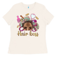 Bone Hair Boss Afro Messy Bun With Money Bbs Ladies Tee - BundleAndBundleShop