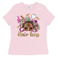 Bubblegum Pink Hair Boss Afro Messy Bun With Money Bbs Ladies Tee - BundleAndBundleShop