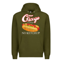 Army Green chicago hot dog summer style 4th of july no ketchu Premium Hoodie - tuanDangUi