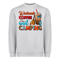 Heather Grey weekends coffee and camping frappe coffee Heavyweight Sweatshirt - FaDigitalArtStudio