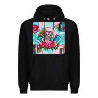 Black nail tools and polish with flowers and tooled leather seamless pattern Premium Hoodie - BundleAndBundleShop