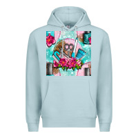 Blue Mist nail tools and polish with flowers and tooled leather seamless pattern Premium Hoodie - BundleAndBundleShop