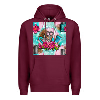 Burgundy nail tools and polish with flowers and tooled leather seamless pattern Premium Hoodie - BundleAndBundleShop