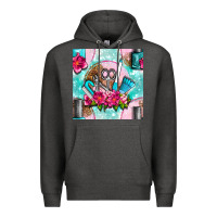 Charcoal Heather nail tools and polish with flowers and tooled leather seamless pattern Premium Hoodie - BundleAndBundleShop