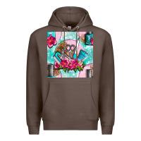 Coffee nail tools and polish with flowers and tooled leather seamless pattern Premium Hoodie - BundleAndBundleShop