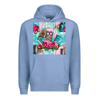 Colony Blue nail tools and polish with flowers and tooled leather seamless pattern Premium Hoodie - BundleAndBundleShop