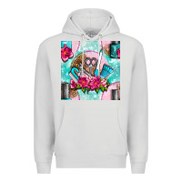 Dove Grey nail tools and polish with flowers and tooled leather seamless pattern Premium Hoodie - BundleAndBundleShop