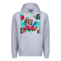 Heather Grey nail tools and polish with flowers and tooled leather seamless pattern Premium Hoodie - BundleAndBundleShop