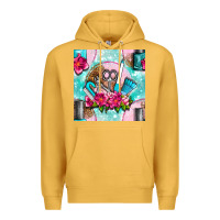 Mustard nail tools and polish with flowers and tooled leather seamless pattern Premium Hoodie - BundleAndBundleShop