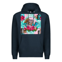 Navy nail tools and polish with flowers and tooled leather seamless pattern Premium Hoodie - BundleAndBundleShop