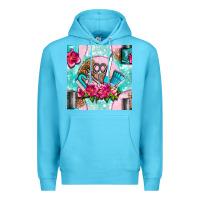 Ocean Blue nail tools and polish with flowers and tooled leather seamless pattern Premium Hoodie - BundleAndBundleShop