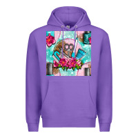 Purple nail tools and polish with flowers and tooled leather seamless pattern Premium Hoodie - BundleAndBundleShop