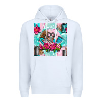 White nail tools and polish with flowers and tooled leather seamless pattern Premium Hoodie - BundleAndBundleShop