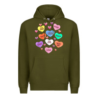 Army Green womens valentine candy heart valentines day vneck Premium Hoodie - tuanDangUi