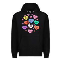 Black womens valentine candy heart valentines day vneck Premium Hoodie - tuanDangUi
