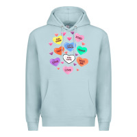 Blue Mist womens valentine candy heart valentines day vneck Premium Hoodie - tuanDangUi