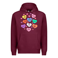 Burgundy womens valentine candy heart valentines day vneck Premium Hoodie - tuanDangUi