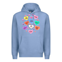 Colony Blue womens valentine candy heart valentines day vneck Premium Hoodie - tuanDangUi
