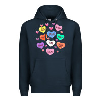 Navy womens valentine candy heart valentines day vneck Premium Hoodie - tuanDangUi