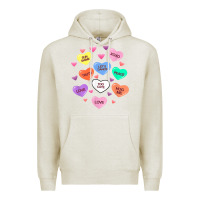 Oatmeal Heather womens valentine candy heart valentines day vneck Premium Hoodie - tuanDangUi