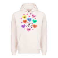 Pale Pink womens valentine candy heart valentines day vneck Premium Hoodie - tuanDangUi