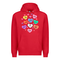 Red womens valentine candy heart valentines day vneck Premium Hoodie - tuanDangUi