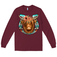 Burgundy highland cow serape floral headband horseshoe Long Sleeve Tee - Jasminsmagicworld
