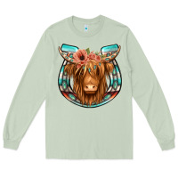 Matcha highland cow serape floral headband horseshoe Long Sleeve Tee - Jasminsmagicworld